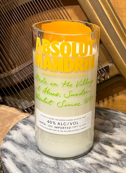 Upcycled Absolut bottle Candle (Different Labels Available)