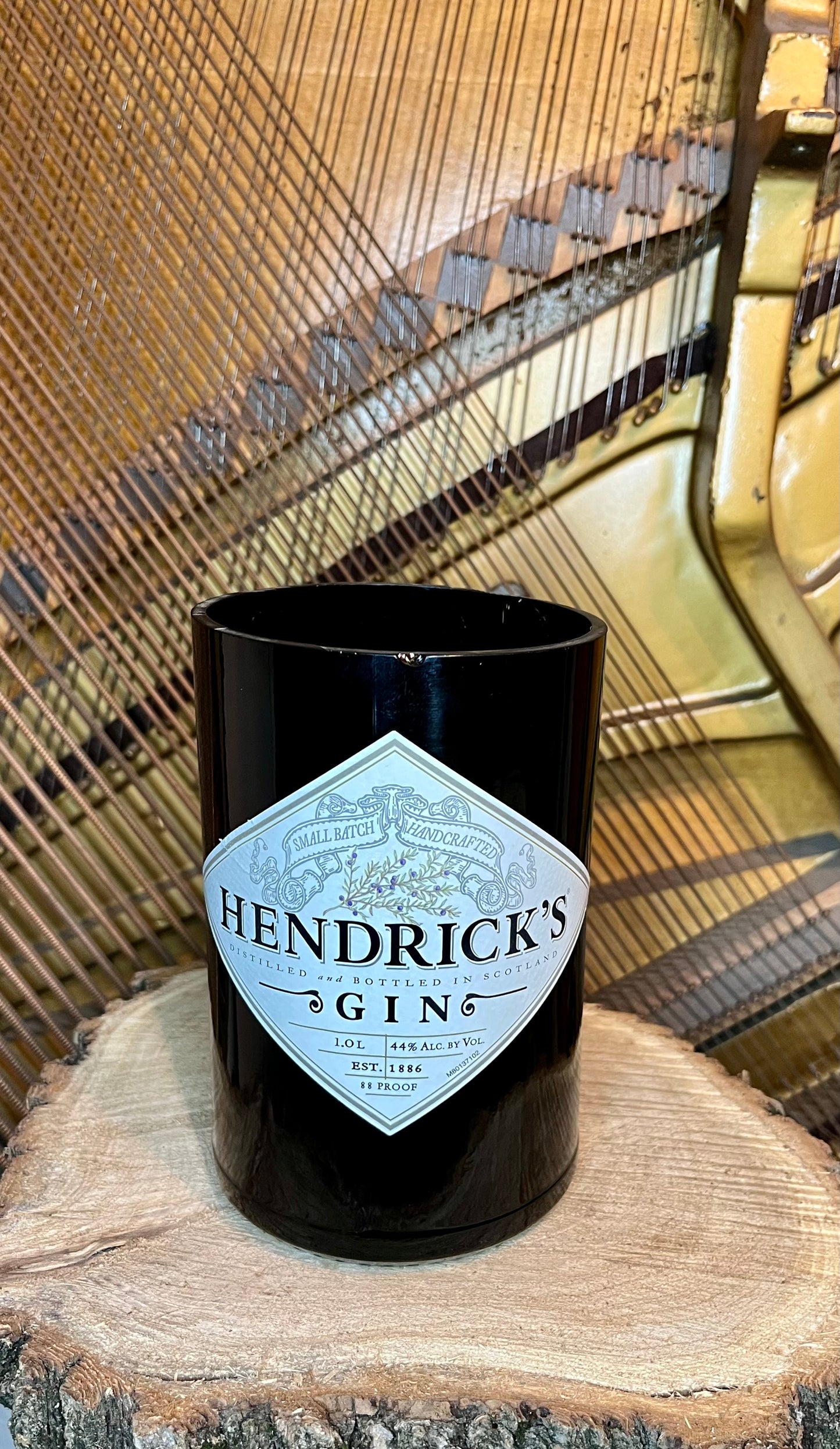 Upcycled Hendricks Gin bottle candle