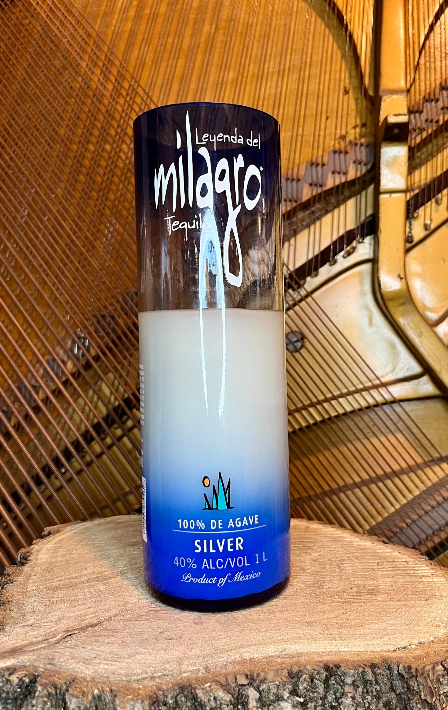 Upcycled Milagro Tequila Bottle Candle