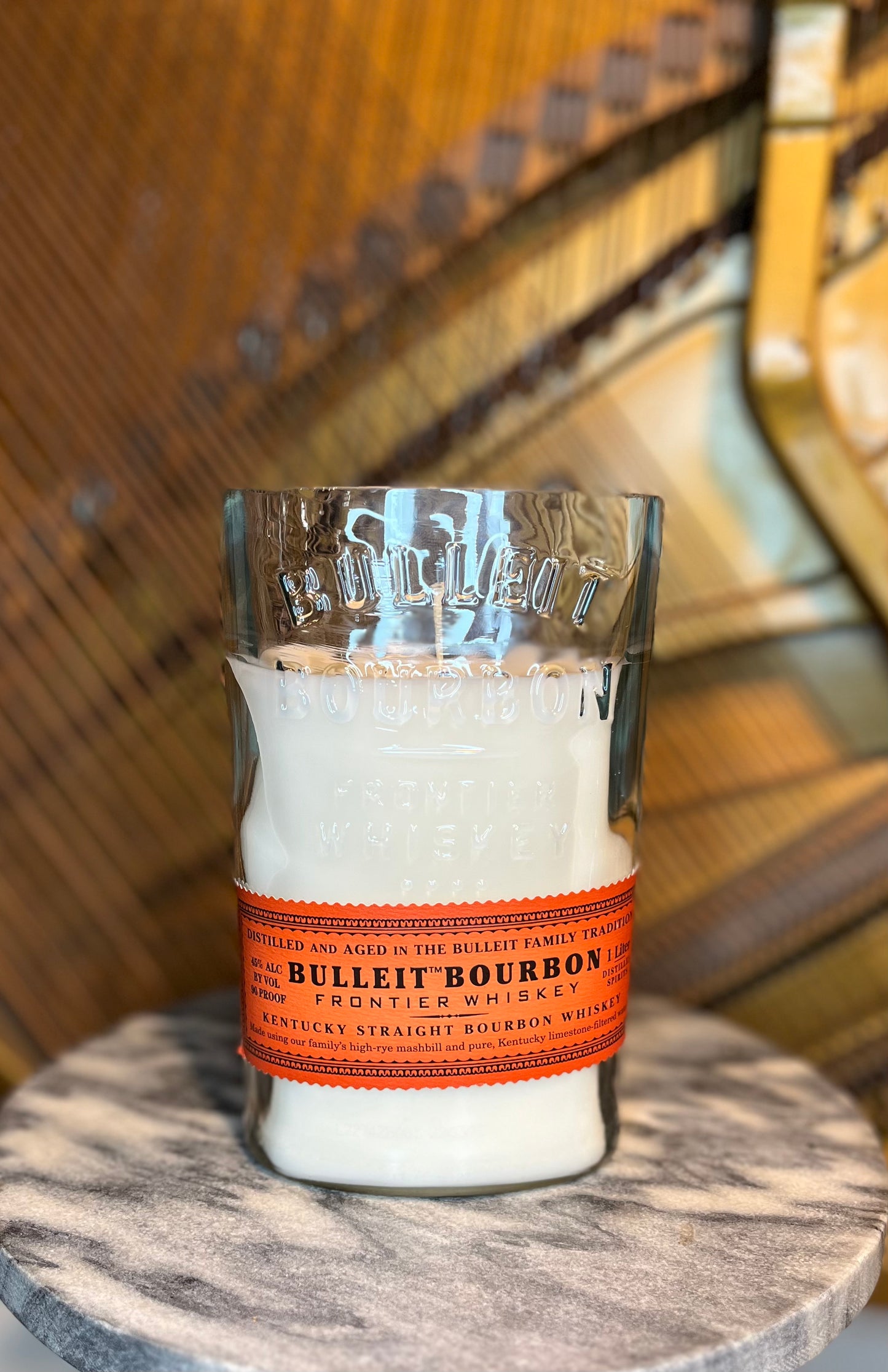 Upcycled Bulleit Bourbon Bottle Candle (2 Versions Available)