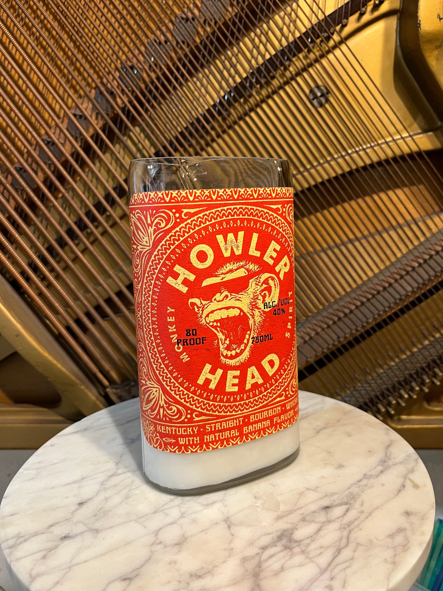 Upcycled Howler Head Bottle Candle