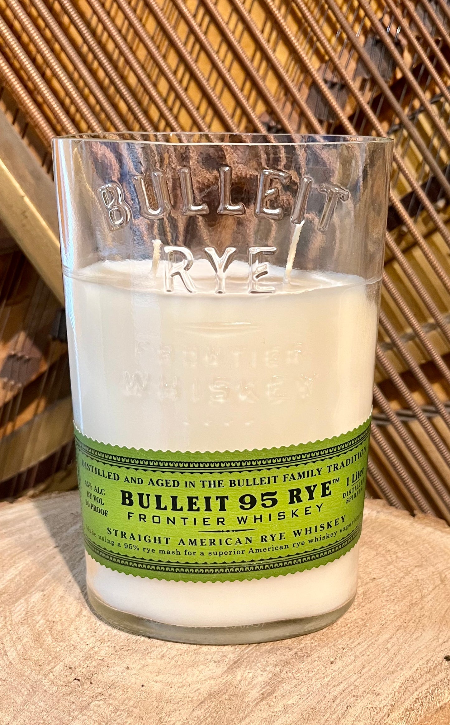 Upcycled Bulleit Bourbon Bottle Candle (2 Versions Available)