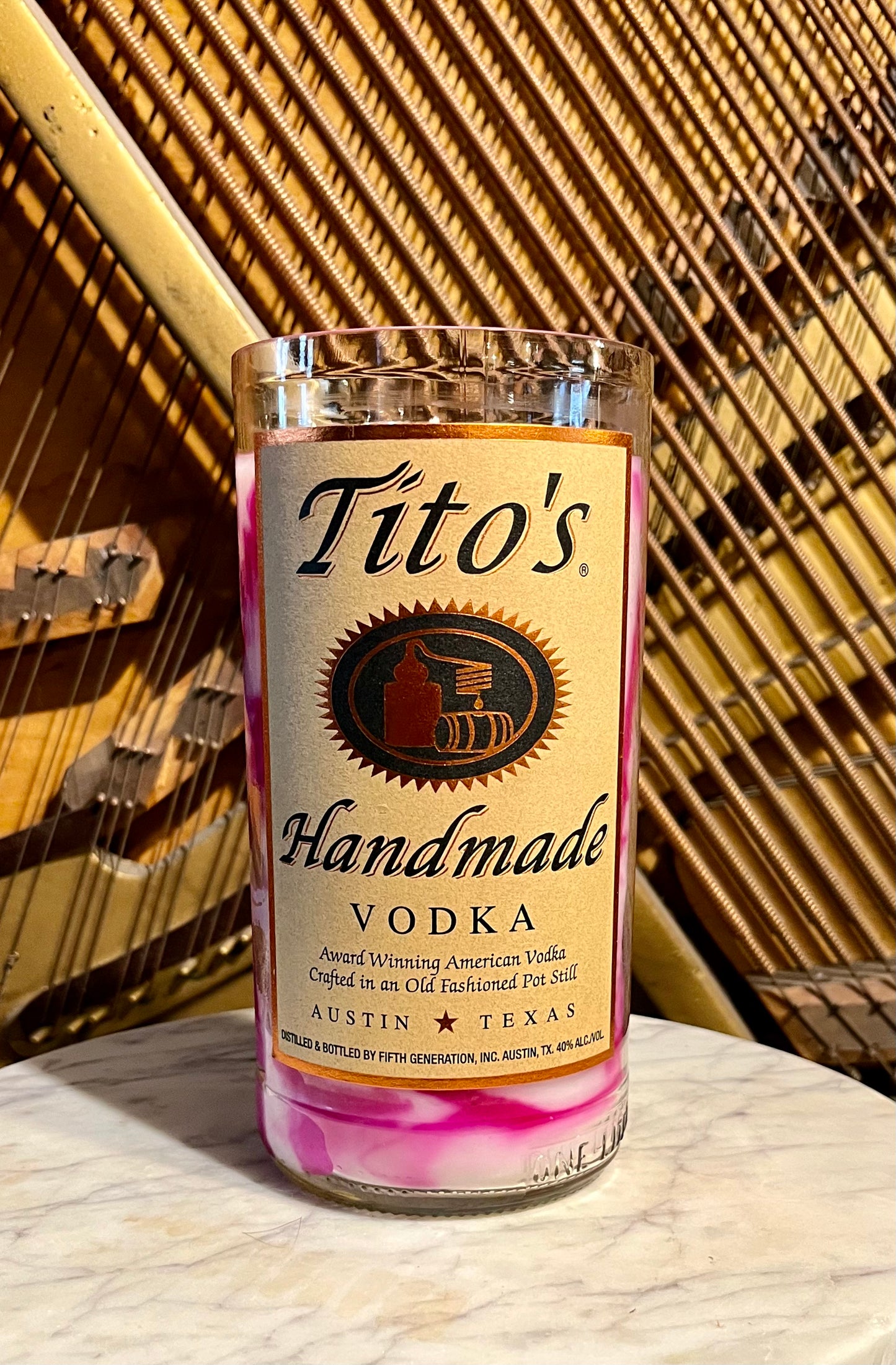 Upcycled Titos Bottle Candle TIE DYE Edition