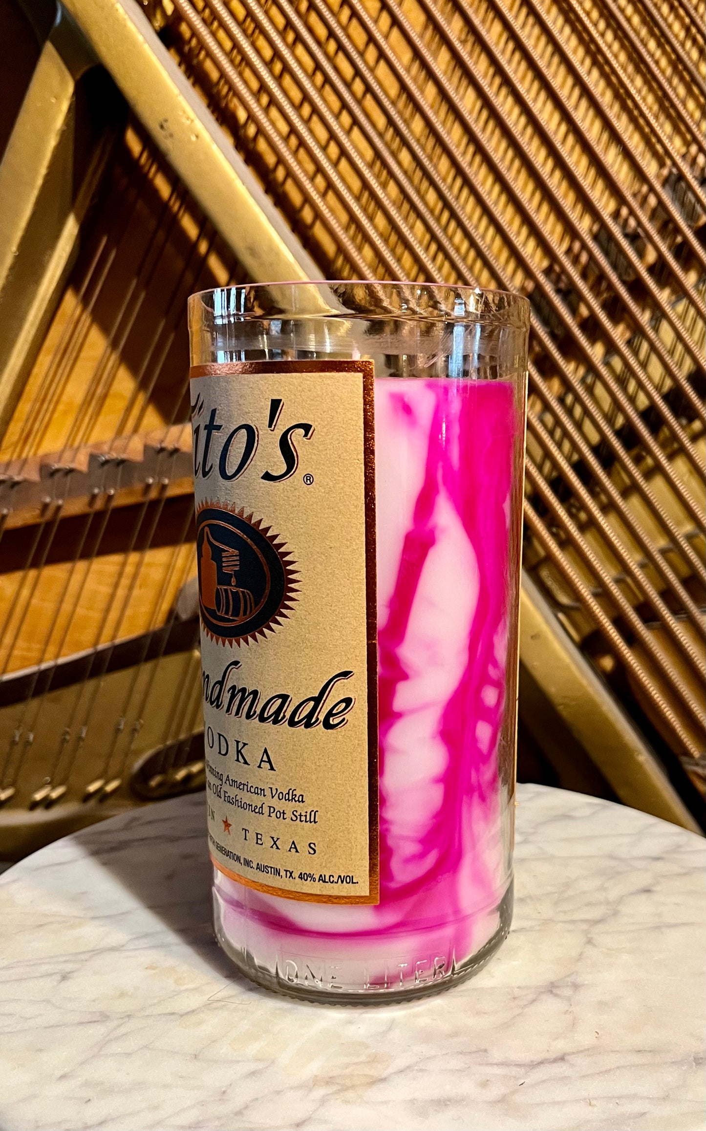 Upcycled Titos Bottle Candle TIE DYE Edition