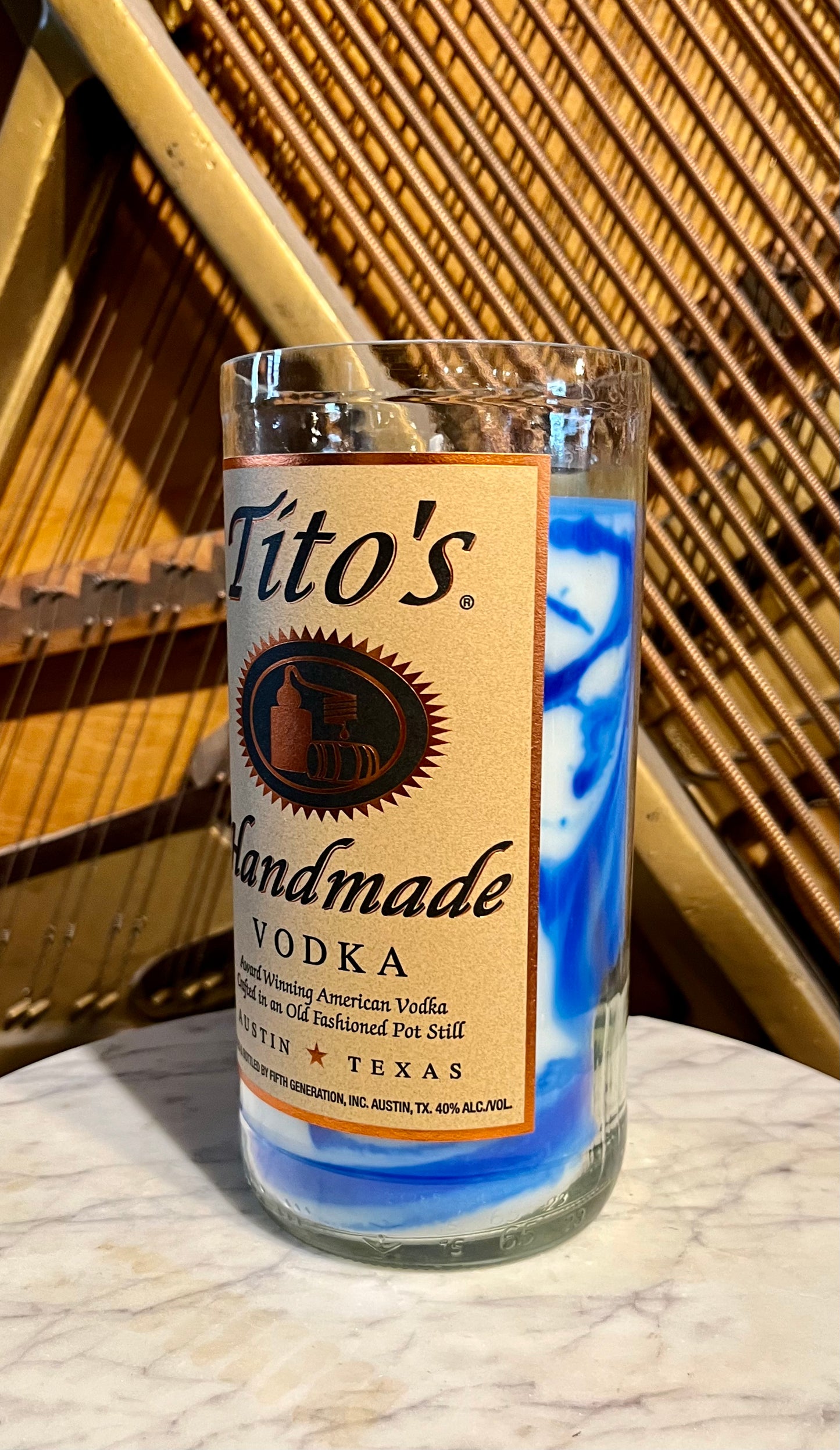 Upcycled Titos Bottle Candle TIE DYE Edition