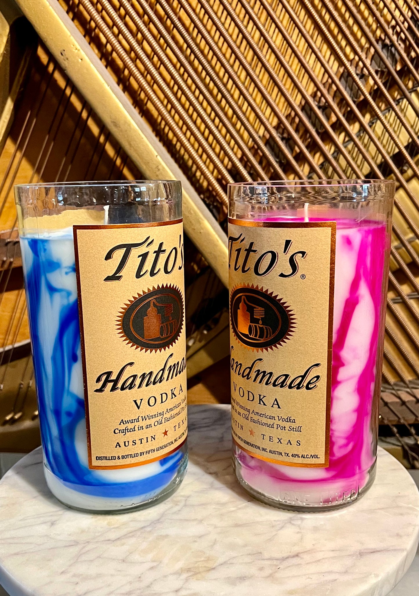 Upcycled Titos Bottle Candle TIE DYE Edition